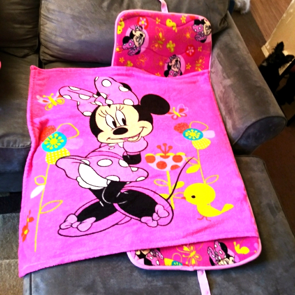 Minnie Mouse sleeping mat with attached blanket